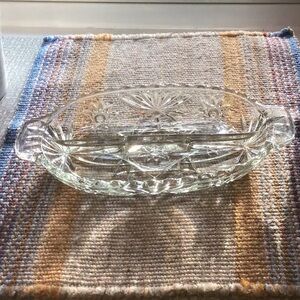 Vintage Star Pattern Heavy Divided Dish w/ Handles